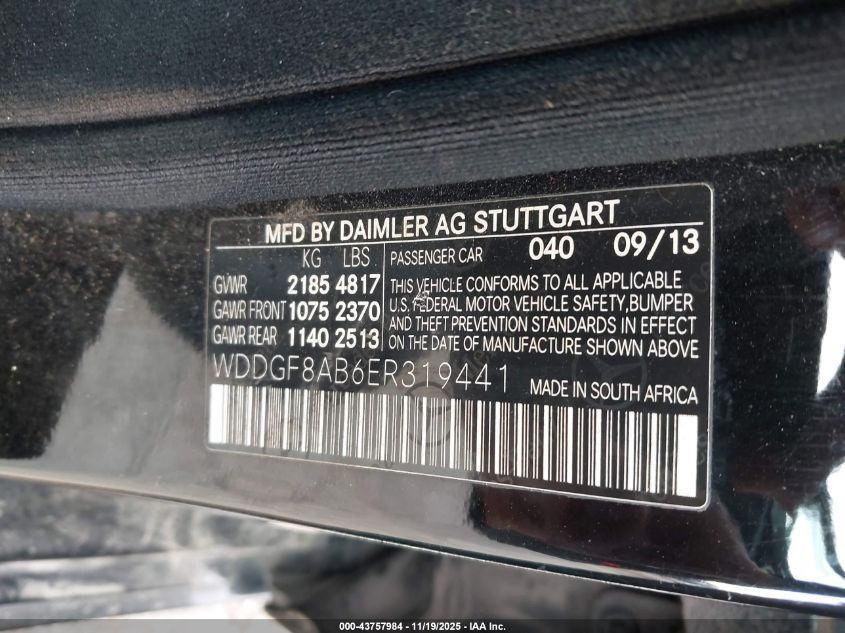 2014 Mercedes-Benz C 300 Luxury 4Matic/Sport 4Matic VIN: WDDGF8AB6ER319441 Lot: 43757984