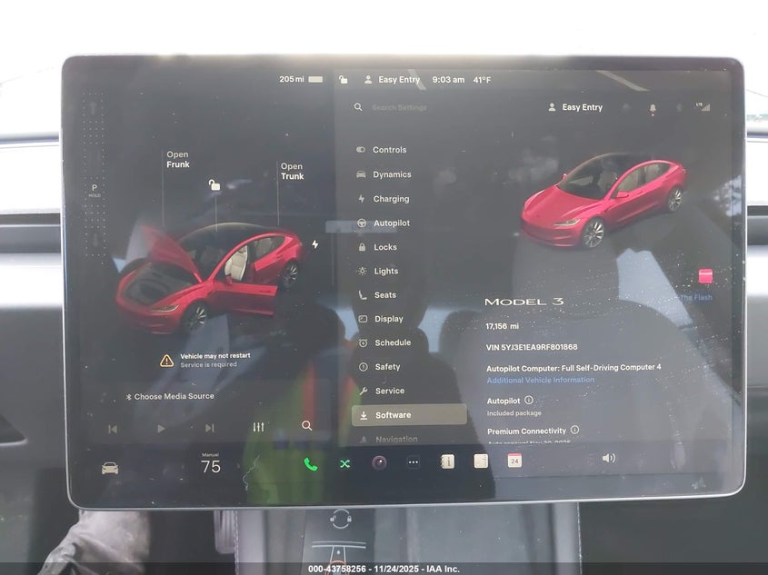 2024 Tesla Model 3 Long Range Dual Motor All-Wheel Drive/Rear-Wheel Drive VIN: 5YJ3E1EA9RF801868 Lot: 43758256