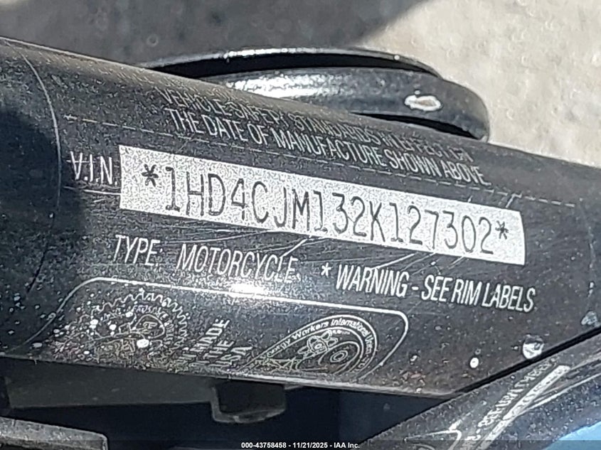 2002 Harley-Davidson Xl883 C VIN: 1HD4CJM132K127302 Lot: 43758458