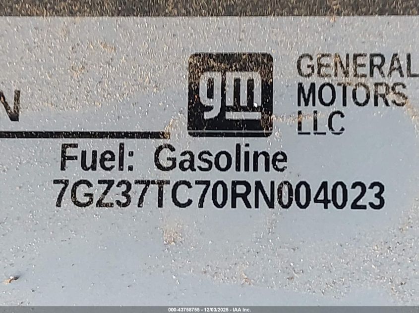 2024 GMC Savana Cutaway Work Van VIN: 7GZ37TC70RN004023 Lot: 43758755