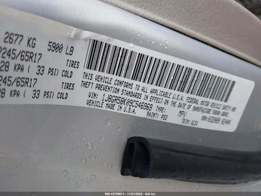 2009 Jeep Grand Cherokee Limited VIN: 1J8GR58K09C546969 Lot: 43759011