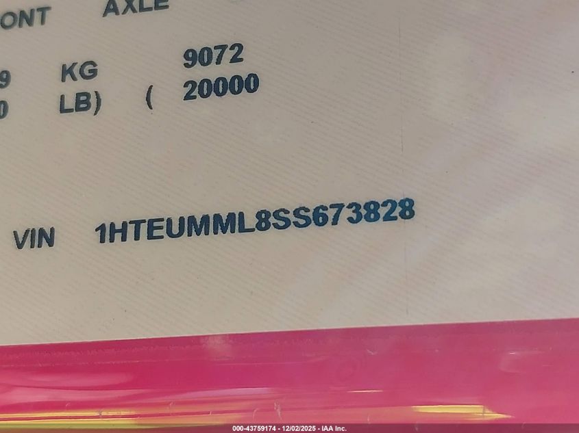 2025 International Mv VIN: 1HTEUMML8SS673828 Lot: 43759174