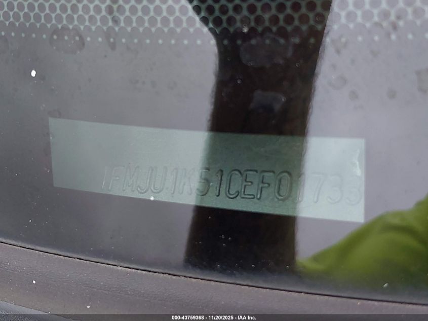 2012 Ford Expedition Limited VIN: 1FMJU1K51CEF01733 Lot: 43759368