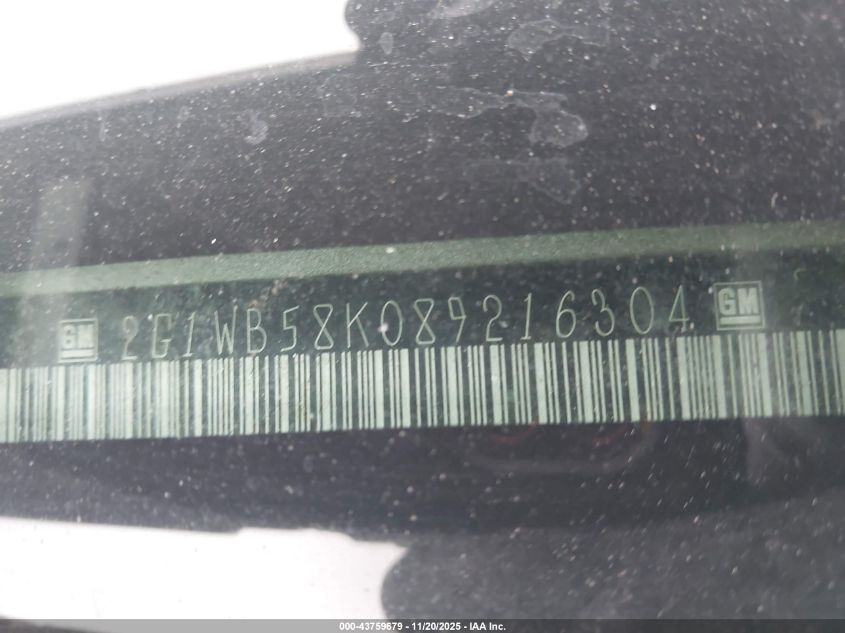 2008 Chevrolet Impala Ls VIN: 2G1WB58K089216304 Lot: 43759679