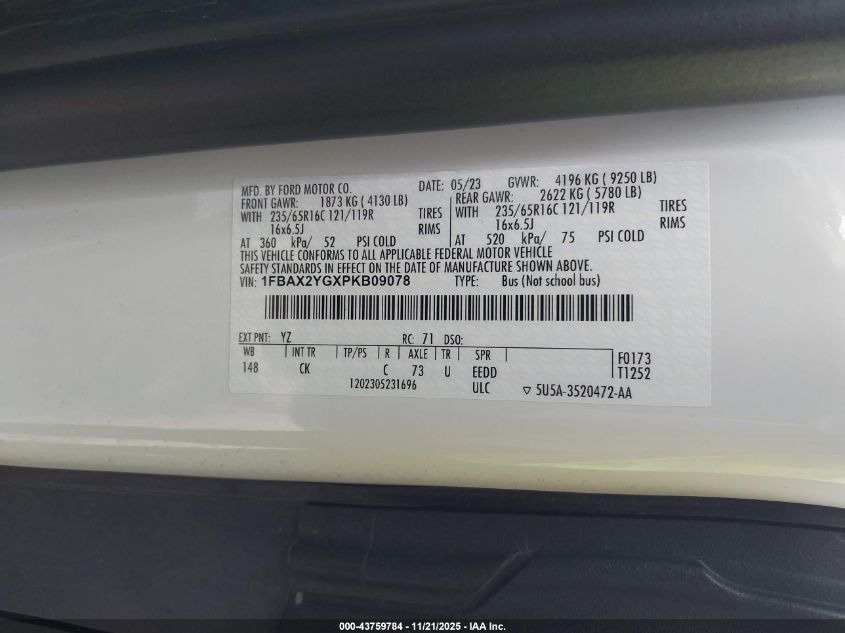 2023 Ford Transit-350 - 1FBAX2YGXPKB09078