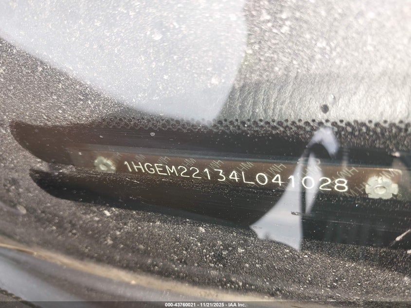 2004 Honda Civic Vp VIN: 1HGEM22134L041028 Lot: 43760021
