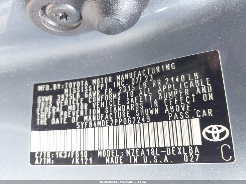 5YFB4MDE2PP062249 2023 TOYOTA COROLLA photo no. 9