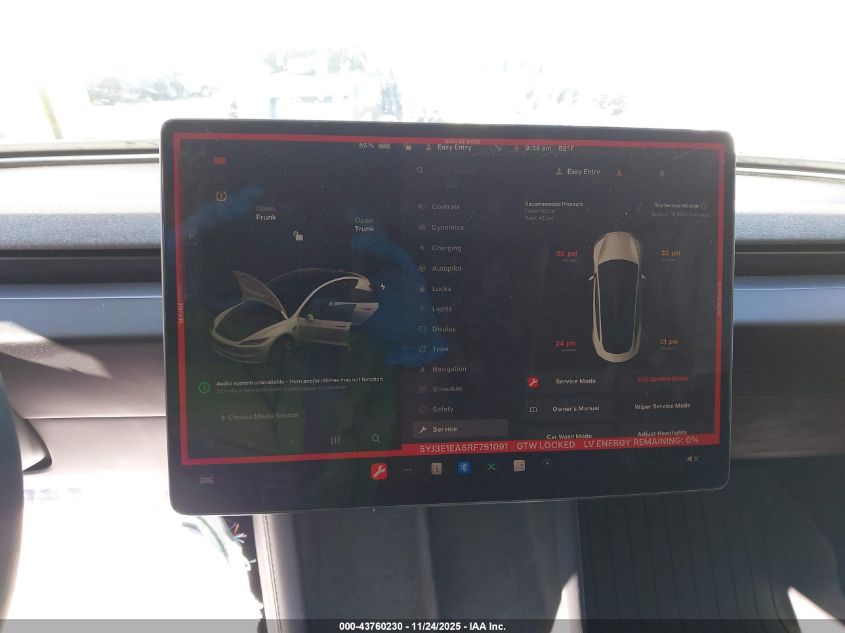 2024 Tesla Model 3 Long Range Dual Motor All-Wheel Drive/Rear-Wheel Drive VIN: 5YJ3E1EA6RF751091 Lot: 43760230