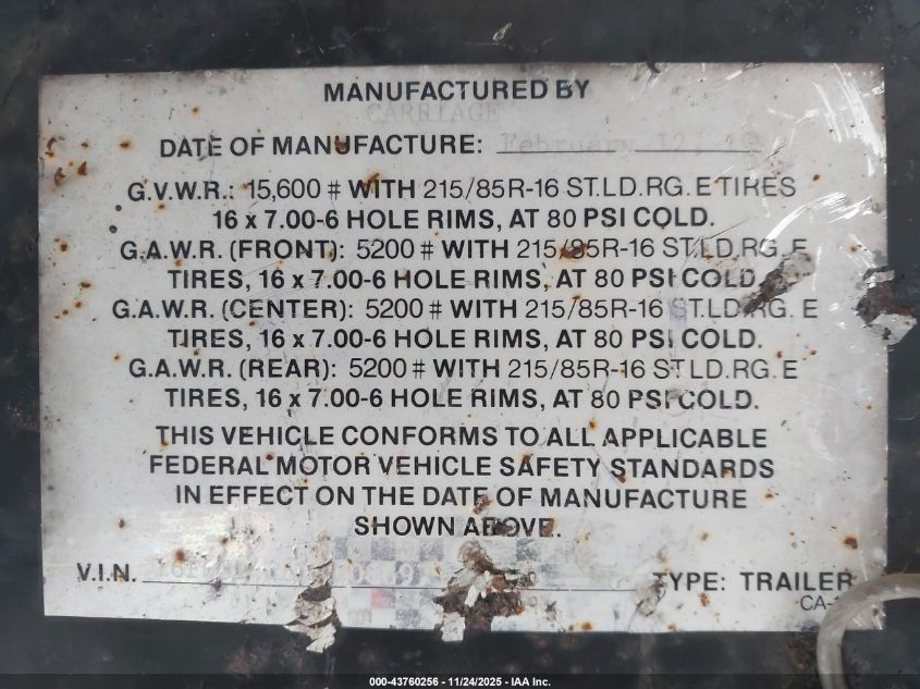 1990 Carriage Chaise 4048 5Th Whl Travel Trailer VIN: 16F63B4R6L1008897 Lot: 43760256