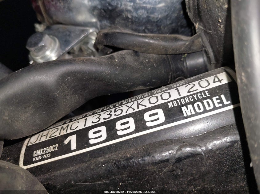 1999 Honda Cmx250 C2 VIN: JH2MC1335XK001204 Lot: 43760282