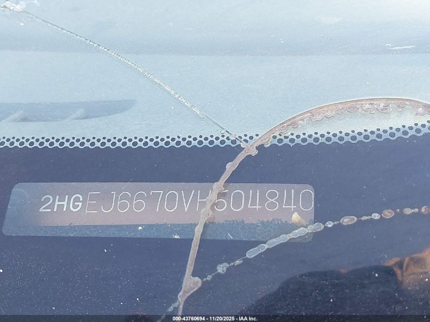 1997 Honda Civic Lx VIN: 2HGEJ6670VH504840 Lot: 43760694