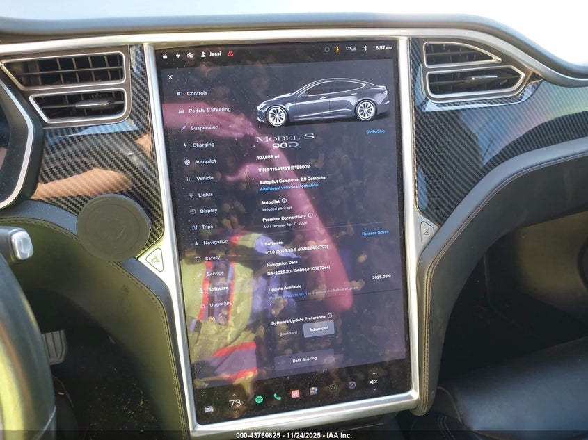 2017 Tesla Model S 100D/60D/75D/90D/P100D VIN: 5YJSA1E21HF196002 Lot: 43760825