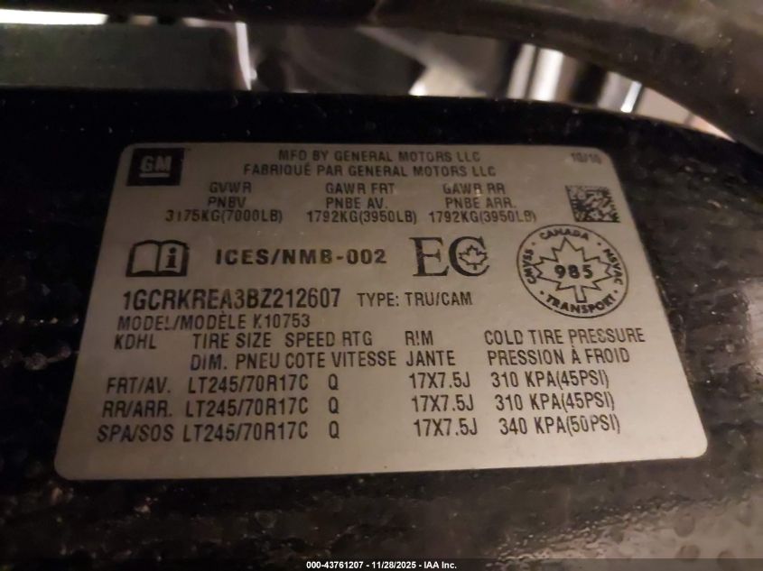 2011 Chevrolet Silverado 1500 Ls VIN: 1GCRKREA3BZ212607 Lot: 43761207