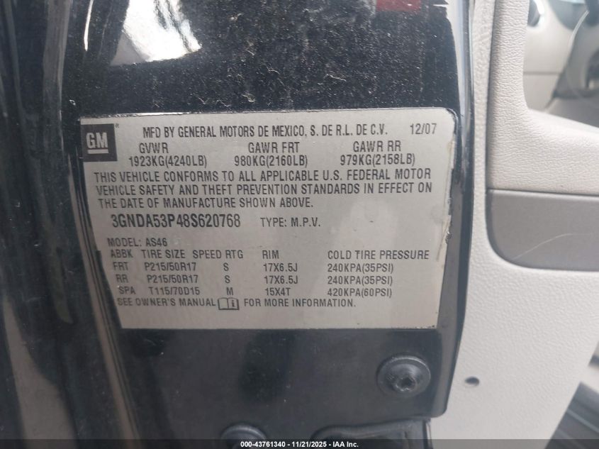 2007 Chevrolet Hhr Ls VIN: 3GNDA13DX7S539075 Lot: 43761340