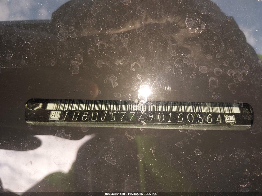 2009 Cadillac Cts Standard VIN: 1G6DJ577490160364 Lot: 43761420