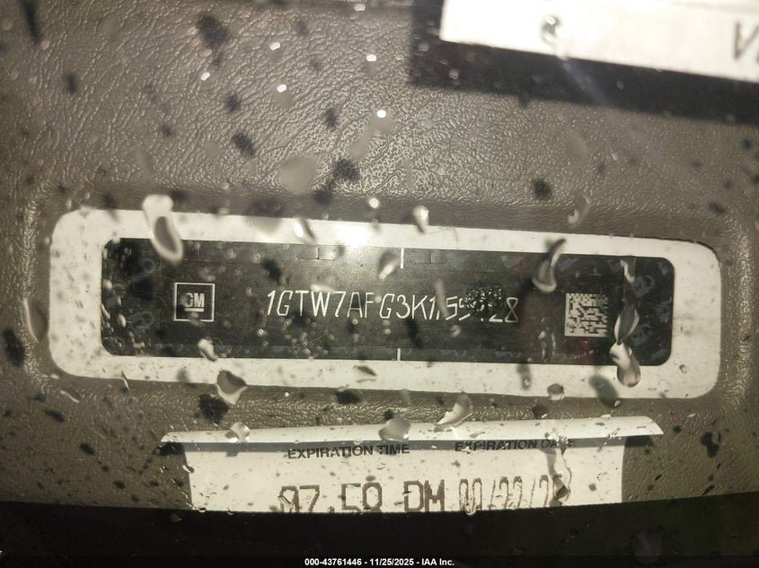 2019 GMC Savana 2500 Work Van VIN: 1GTW7AFG3K1155428 Lot: 43761446