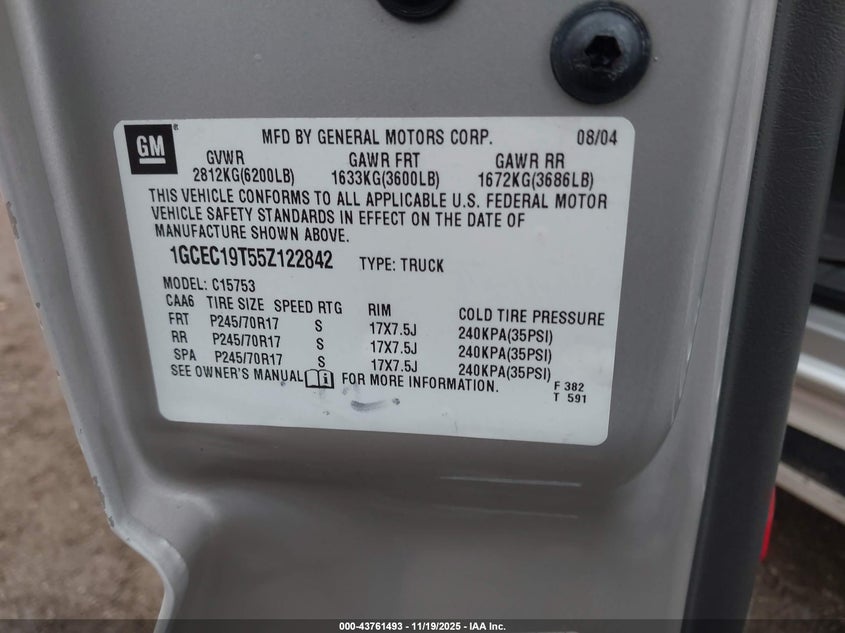 1GCEC19T55Z122842 2005 CHEVROLET SILVERADO photo no. 9