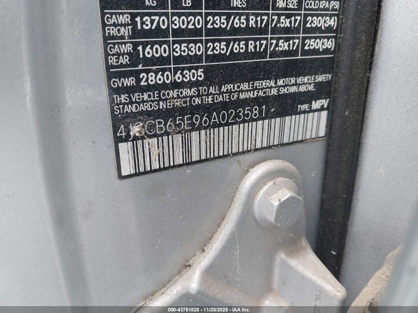 2006 Mercedes-Benz R 350 4Matic VIN: 4JGCB65E96A023581 Lot: 43761828