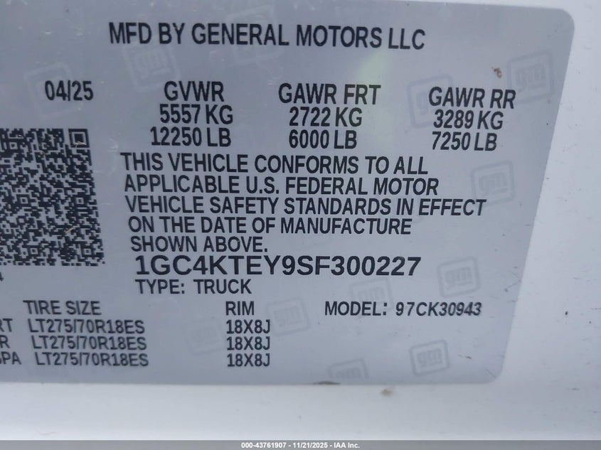 1GC4KTEY9SF300227 2025 CHEVROLET SILVERADO photo no. 4