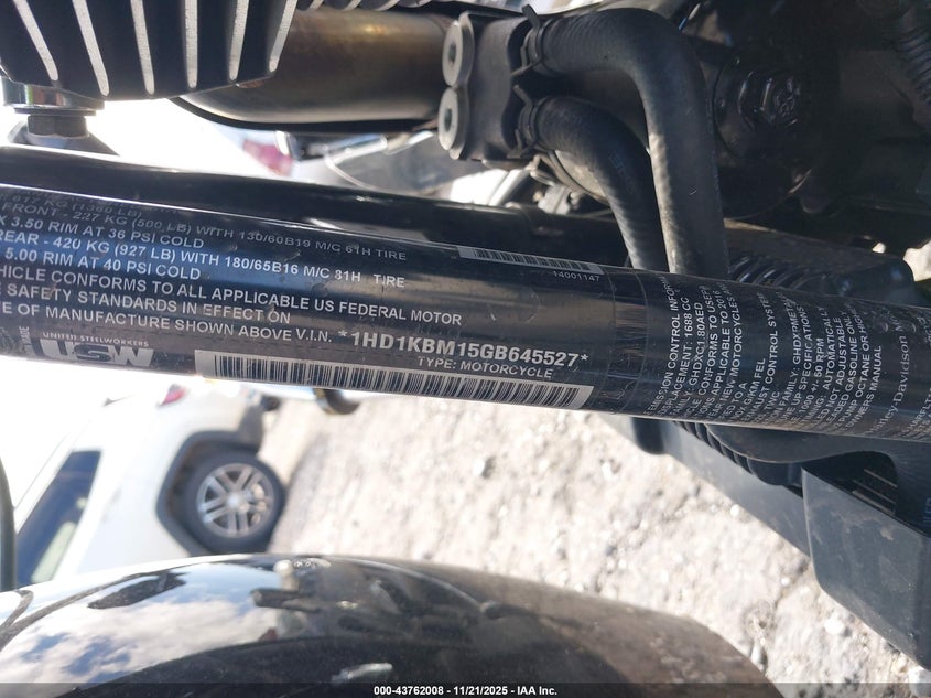 2016 Harley-Davidson Flhx Street Glide VIN: 1HD1KBM15GB645527 Lot: 43762008