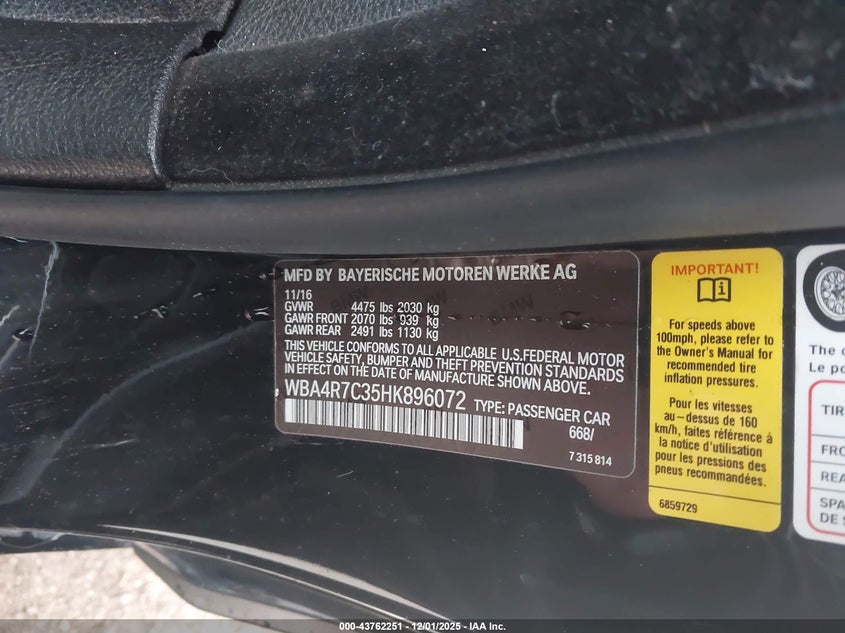 WBA4R7C35HK896072 2017 BMW 4ER photo no. 9