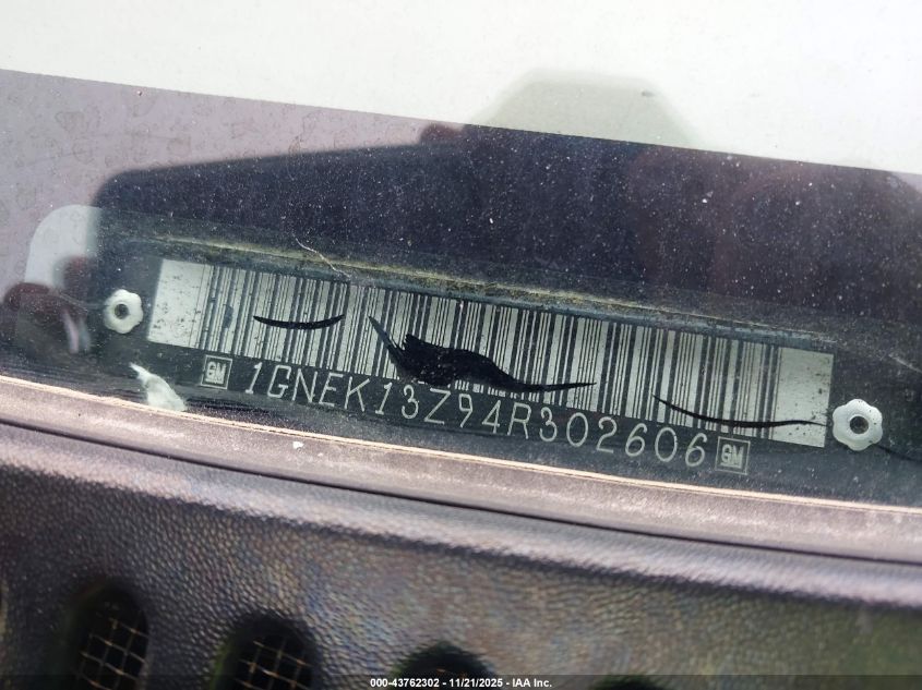 2004 Chevrolet Tahoe Z71 VIN: 1GNEK13Z94R302606 Lot: 43762302