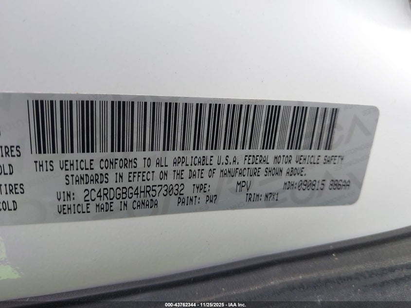 2017 Dodge Grand Caravan Se Plus VIN: 2C4RDGBG4HR573032 Lot: 43762344