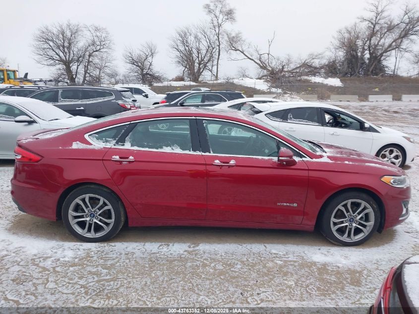 2019 Ford Fusion Hybrid Titanium VIN: 3FA6P0RU4KR137026 Lot: 43763352