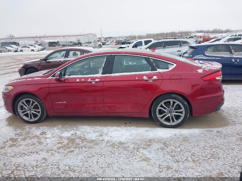 2019 Ford Fusion Hybrid Titanium VIN: 3FA6P0RU4KR137026 Lot: 43763352