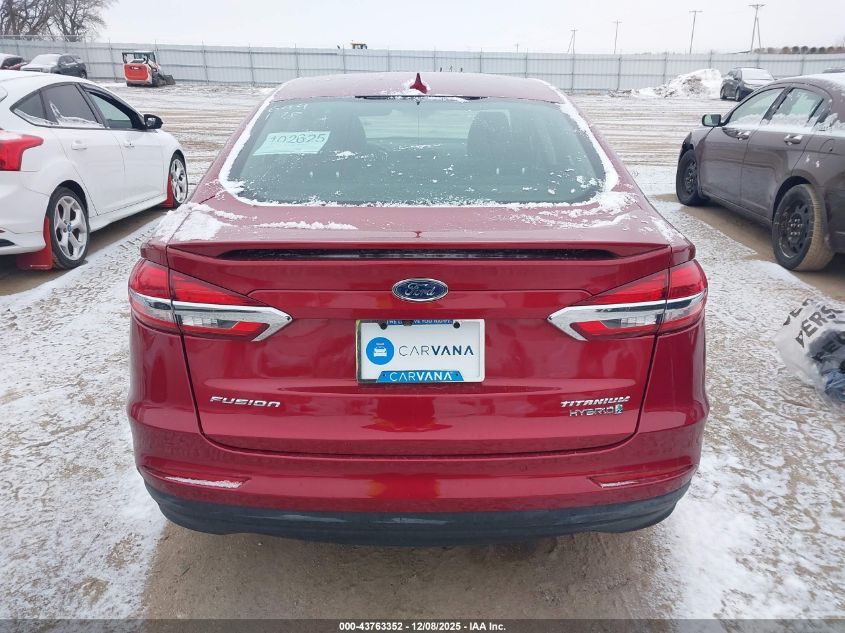 2019 Ford Fusion Hybrid Titanium VIN: 3FA6P0RU4KR137026 Lot: 43763352