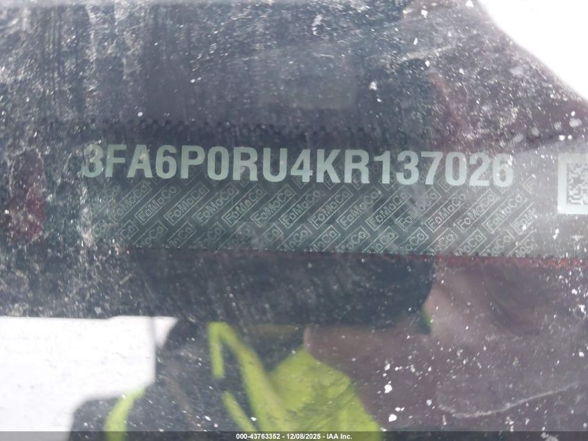2019 Ford Fusion Hybrid Titanium VIN: 3FA6P0RU4KR137026 Lot: 43763352
