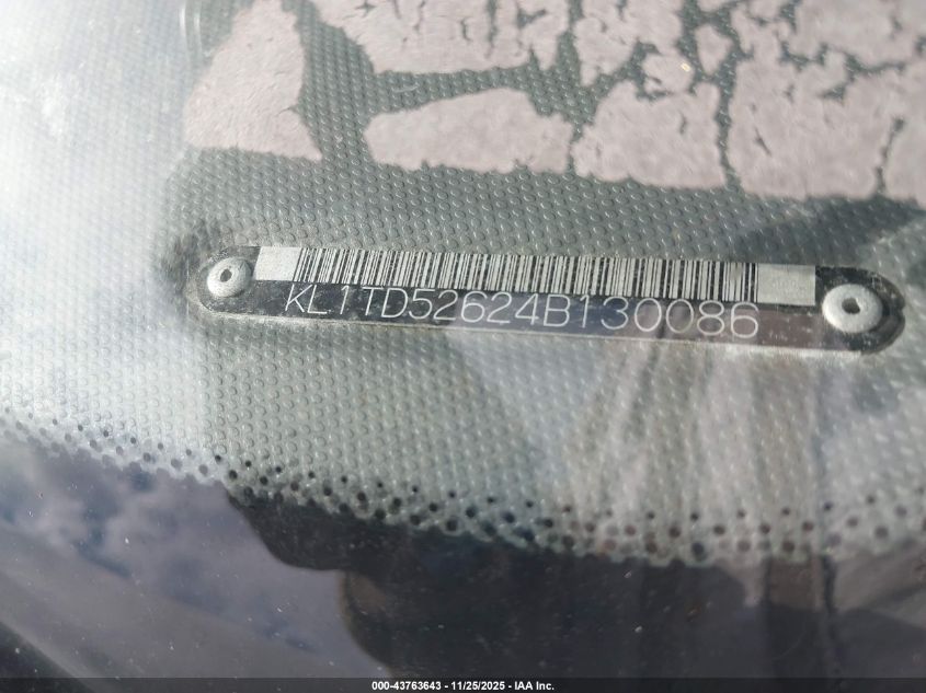 2004 Chevrolet Aveo VIN: KL1TD52624B130086 Lot: 43763643