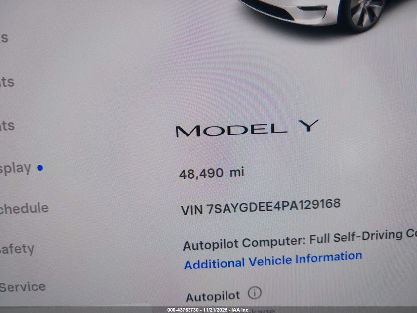 2023 Tesla Model Y Awd/Long Range Dual Motor All-Wheel Drive VIN: 7SAYGDEE4PA129168 Lot: 43763730