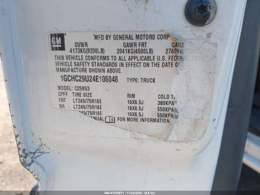 2004 Chevrolet Silverado 2500Hd VIN: 1GCHC29U24E106048 Lot: 43763871