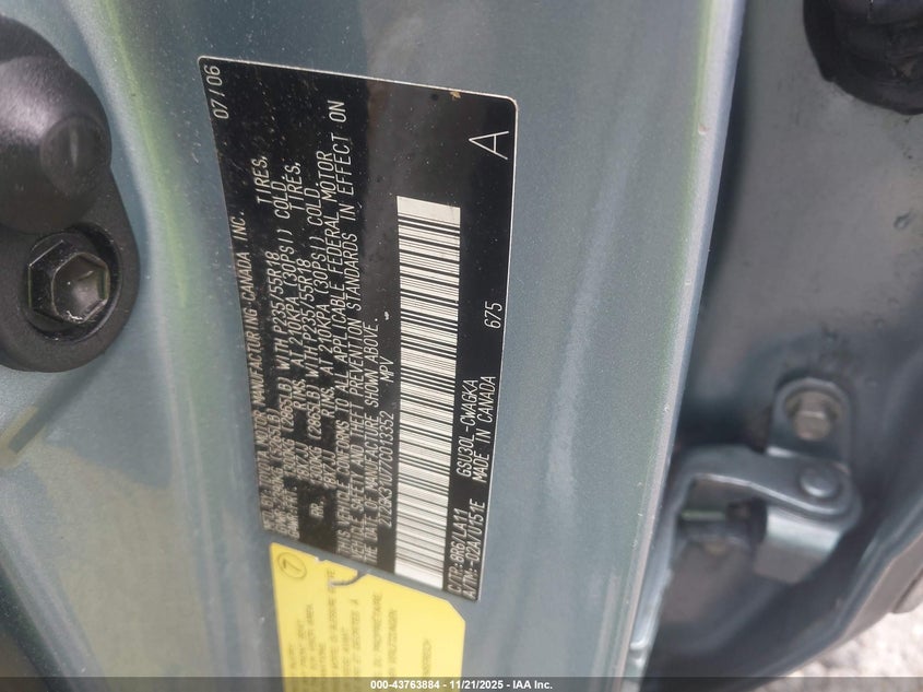 2007 Lexus Rx 350 VIN: 2T2GK31U77C013352 Lot: 43763884