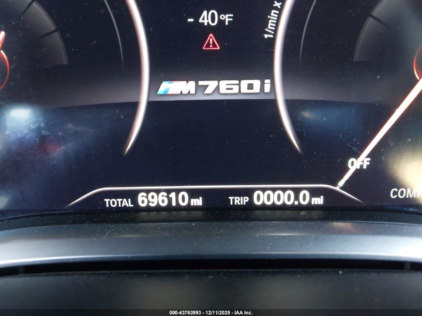 2019 BMW M760I xDrive VIN: WBA7H6C52KG615190 Lot: 43763993