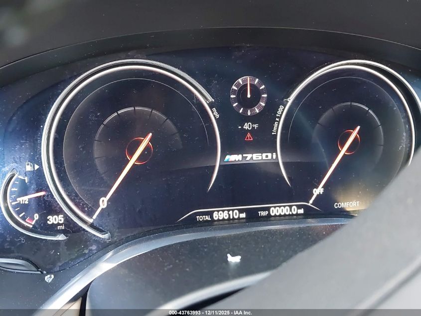 2019 BMW M760I xDrive VIN: WBA7H6C52KG615190 Lot: 43763993