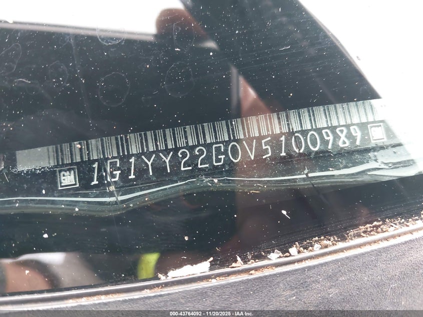 1997 Chevrolet Corvette VIN: 1G1YY22G0V5100989 Lot: 43764092