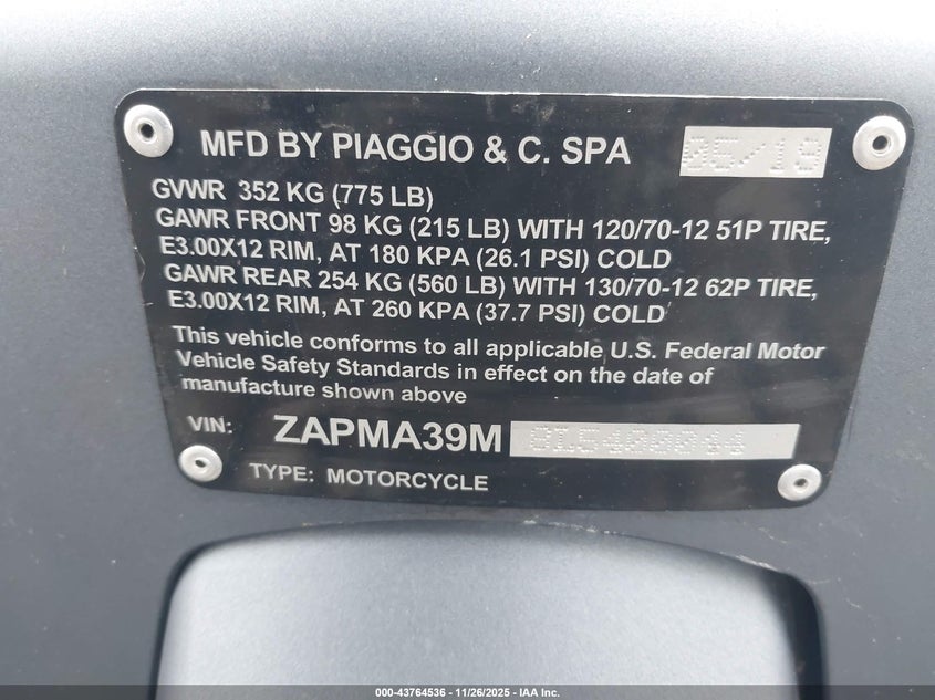 ZAPMA39M8L5400044 2020 VESPA  photo no. 10