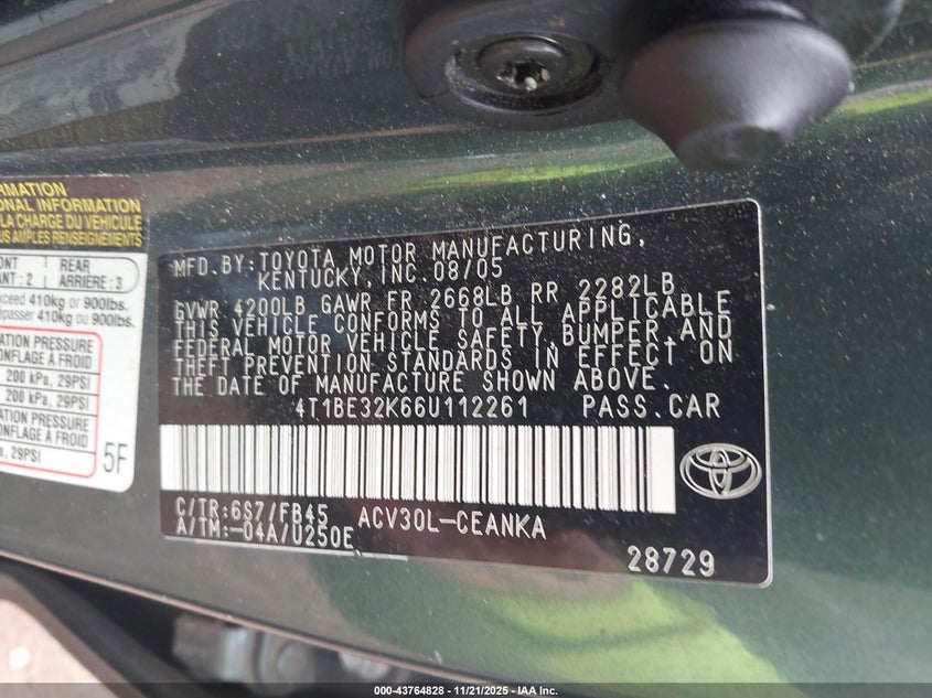 4T1BE32K66U112261 2006 TOYOTA CAMRY photo no. 9