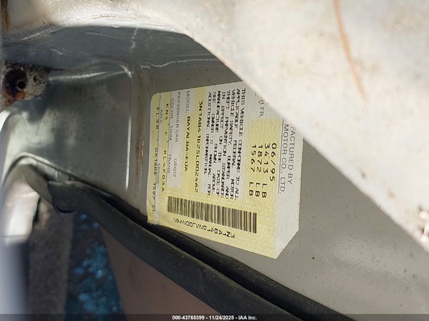 1995 Nissan Sentra Xe/Gxe/Gle VIN: 3N1AB41D2SL002462 Lot: 43765399