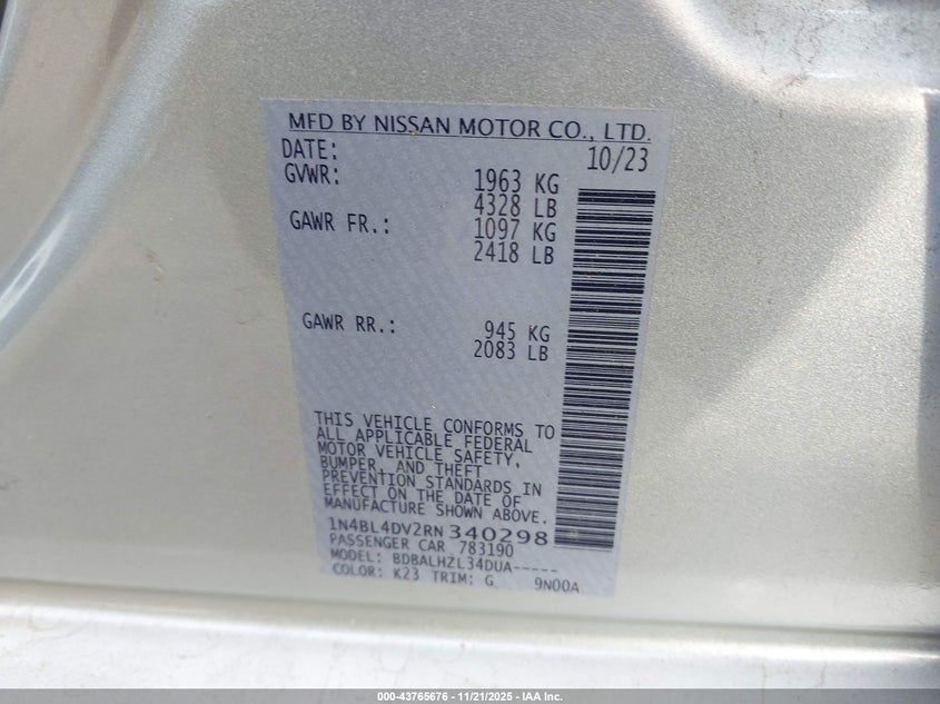 1N4BL4DV2RN340298 2024 NISSAN ALTIMA photo no. 9