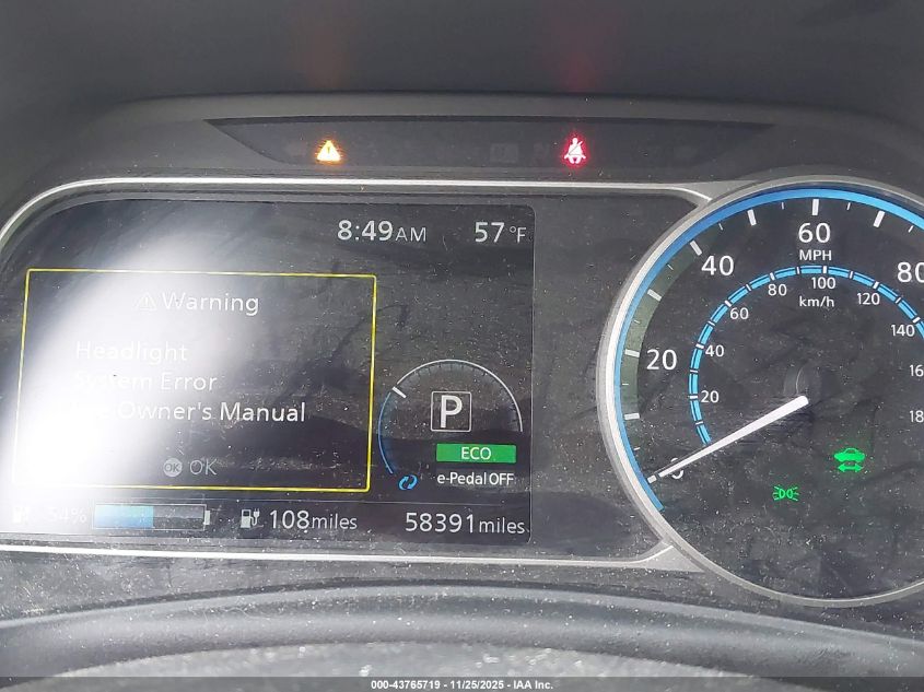 2020 Nissan Leaf Sl Plus 62 Kwh VIN: 1N4BZ1DP4LC309555 Lot: 43765719