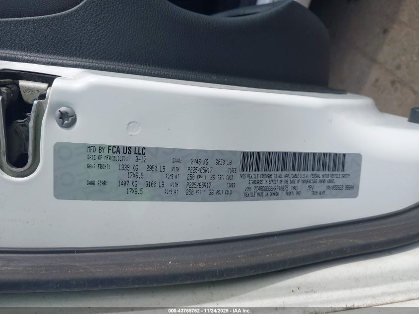 2017 Dodge Grand Caravan Gt VIN: 2C4RDGEG8HR740875 Lot: 43765762