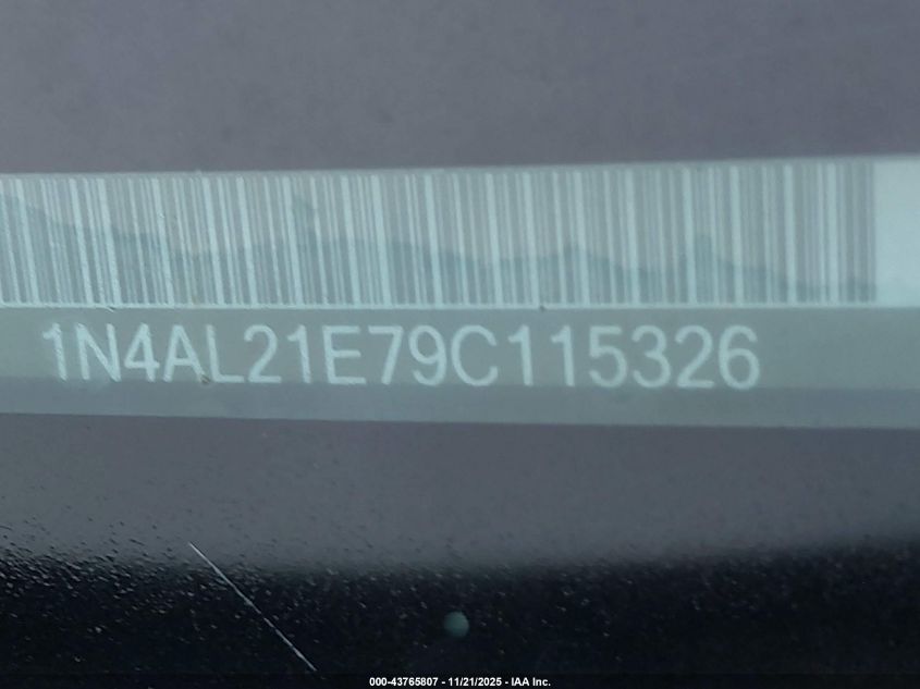 2009 Nissan Altima 2.5 S VIN: 1N4AL21E79C115326 Lot: 43765807