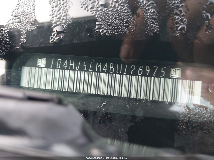 2011 Buick Lucerne Cxl Premium VIN: 1G4HJ5EM4BU126975 Lot: 43765887