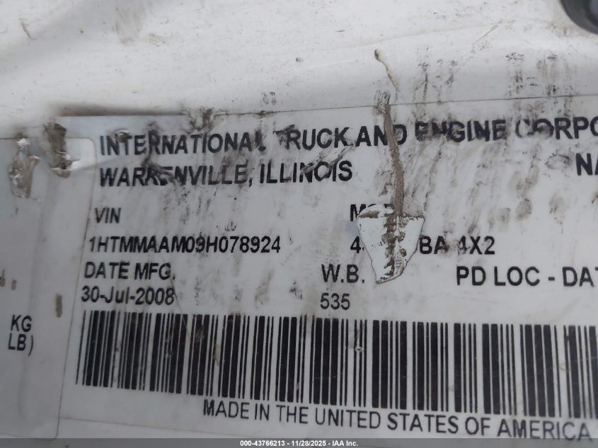 2009 International 4000 4300 VIN: 1HTMMAAM09H078924 Lot: 43766213