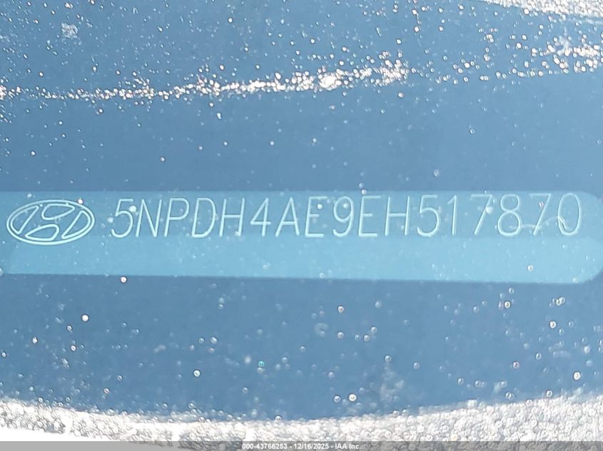 2014 Hyundai Elantra Se VIN: 5NPDH4AE9EH517870 Lot: 43766253
