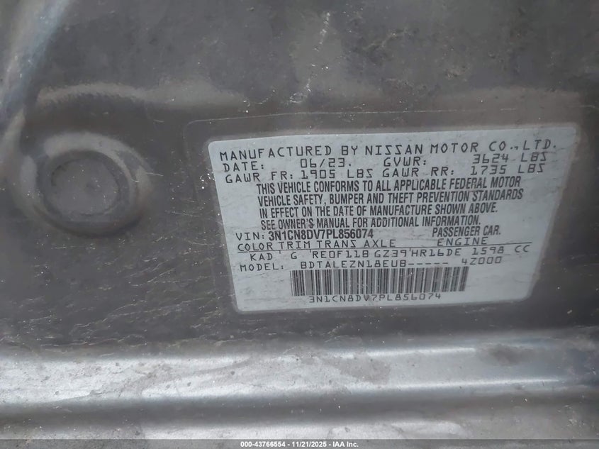 3N1CN8DV7PL856074 2023 NISSAN VERSA photo no. 9