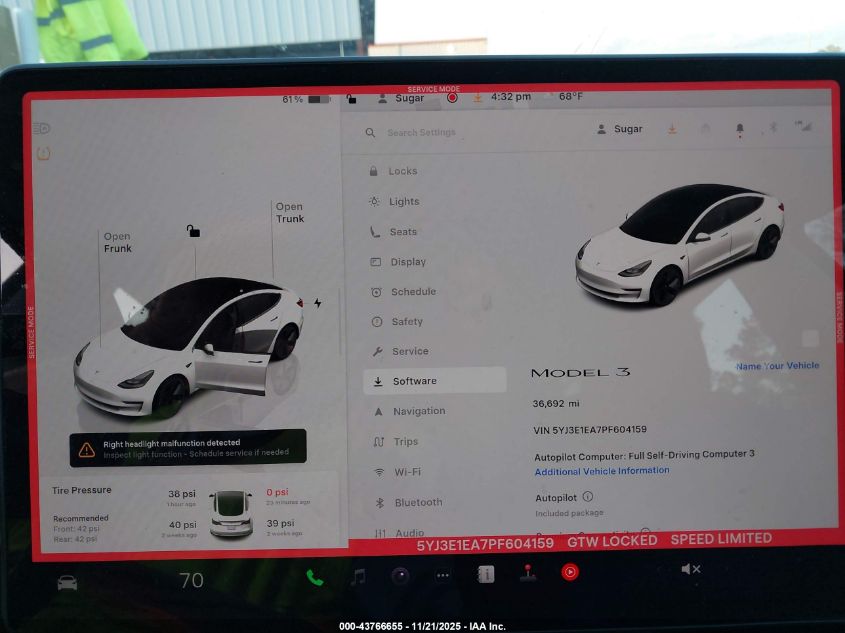 2023 Tesla Model 3 Rear-Wheel Drive VIN: 5YJ3E1EA7PF604159 Lot: 43766655